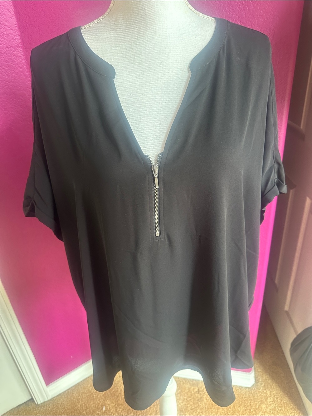 Maurices Black Zip-Front Tunic Top